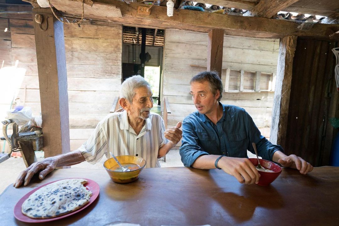 Dan Buettner and friend in blue zone